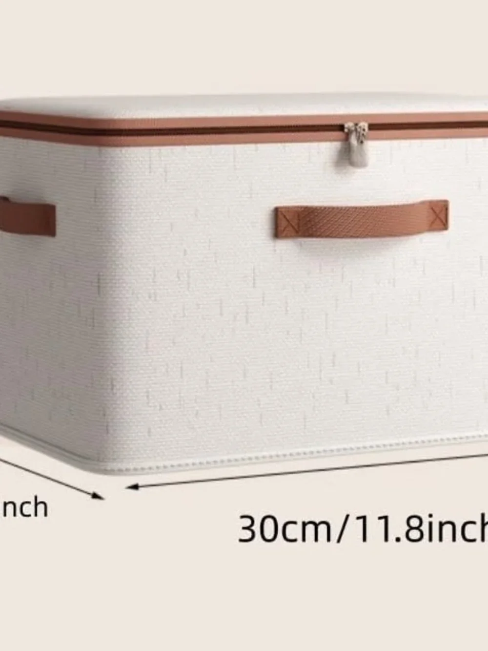 1 Pc Cotton-Linen Zippered Storage Bin With Lid Foldable Fabric Organizer Box